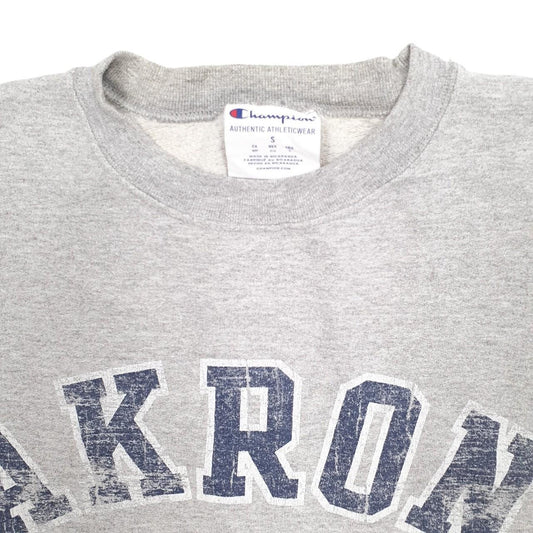 Mens Grey Champion USA College Akron Crewneck Jumper