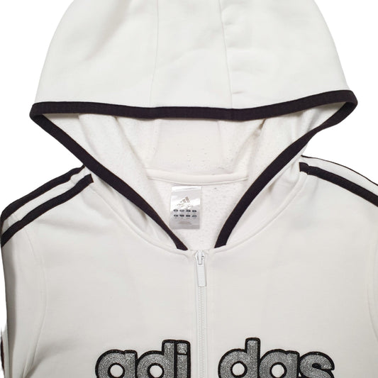 Adidas Active Tech Sport Hoodie Cotton & Polyester Jumper L - Bundl Clothing-Womens White Adidas Active Tech Sport Hoodie Jumper