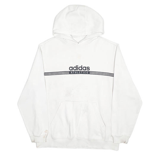 Adidas Athletics Spellout Hoodie Cotton Jumper L - Bundl Clothing-Mens White Adidas Athletics Spellout Hoodie Jumper