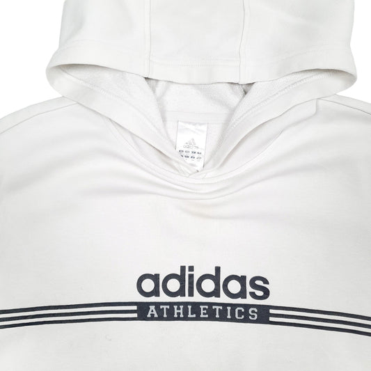 Adidas Athletics Spellout Hoodie Cotton Jumper L - Bundl Clothing-Mens White Adidas Athletics Spellout Hoodie Jumper