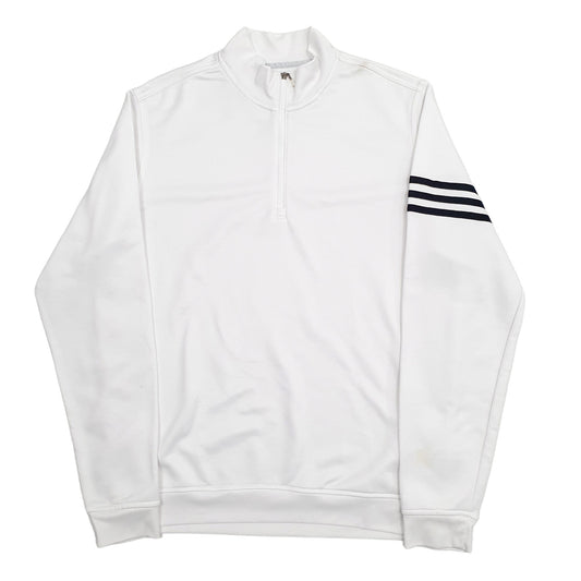 Adidas Climalite Quarter Zip Cotton & Polyester Jumper S - Bundl Clothing-Mens White Adidas Climalite Quarter Zip Jumper