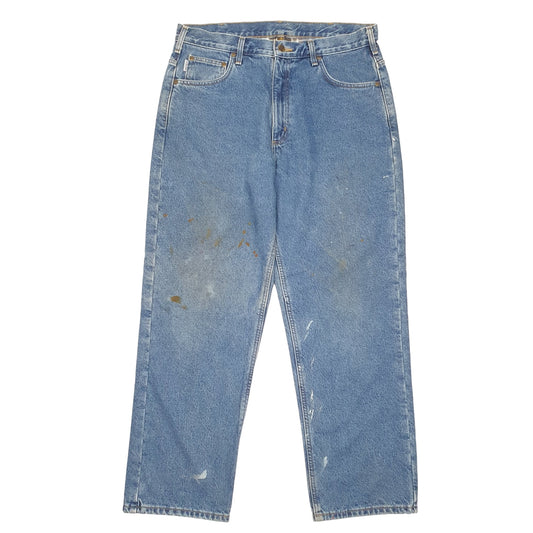 Mens Blue Carhartt Cotton Lined Insulated B172 JeansW36 L30