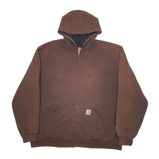 Mens Brown Carhartt Lined Thermal Full Zip Jumper
