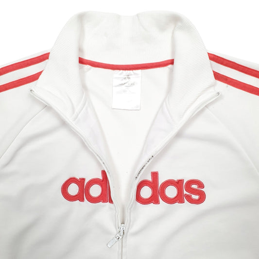 Womens White Adidas Spellout Full Zip Jumper
