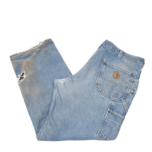 Mens Blue Carhartt Carpenter Polyester Lined Insulated B200 JeansW38 L30