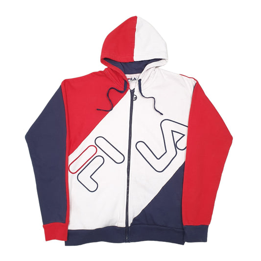Mens White Fila Full Zip Jumper