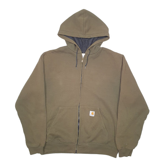 Mens Khaki Carhartt Lined Thermal Full Zip Jumper