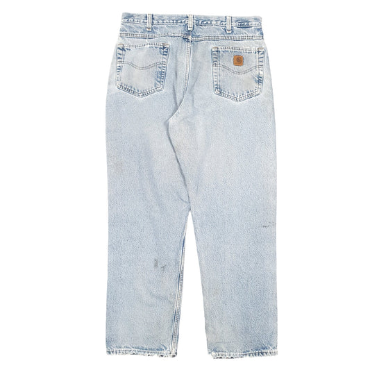 Mens Blue Carhartt Cotton Lined Insulated B172 JeansW36 L32