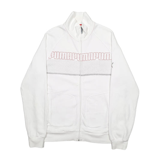 Mens White Puma Full Zip Jumper