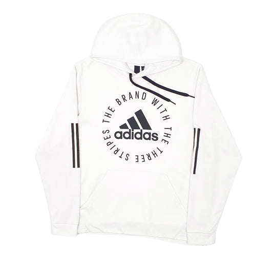 Mens White Adidas Hoodie Jumper