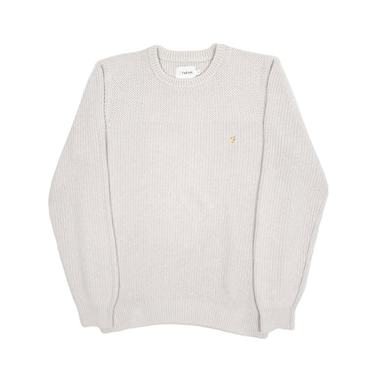 Mens Grey Farah Chunky Knit Crewneck Jumper