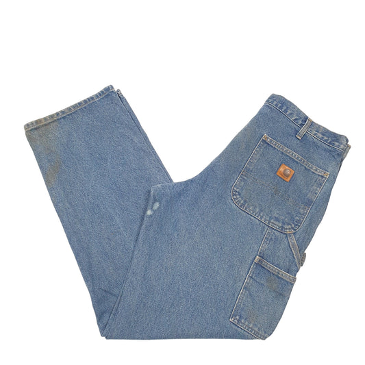 Mens Blue Carhartt Carpenter Original Fit B236 JeansW34 L34