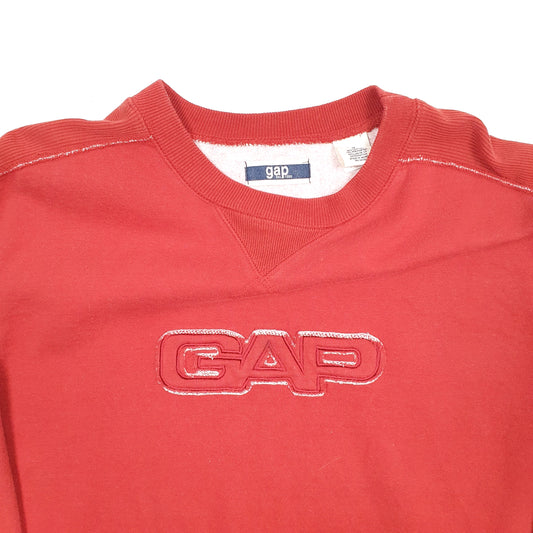 Mens Red GAP Vintage 2000s Y2K Spellout Crewneck Jumper