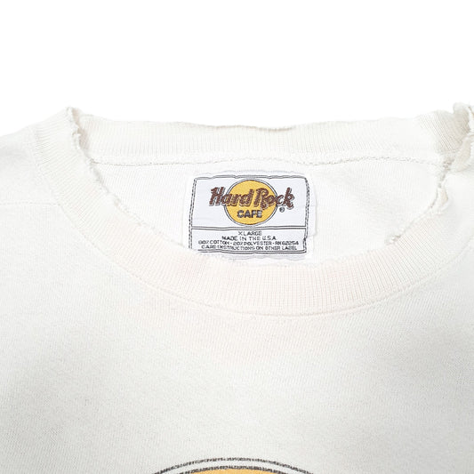 Mens Cream Hard Rock Cafe Vintage Made In USA Las Vegas Crewneck Jumper