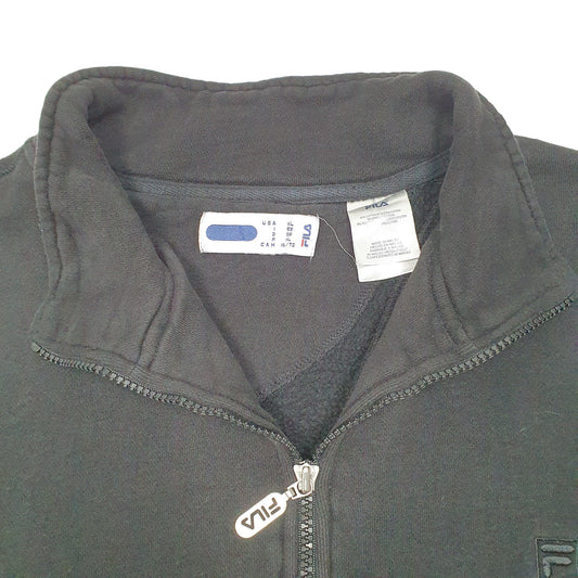 Mens Black Fila Quarter Zip Jumper