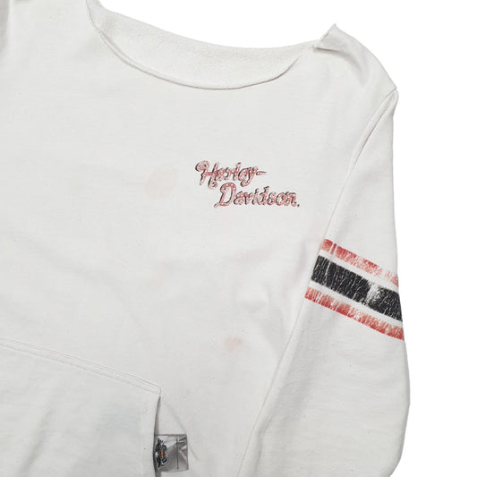 Womens White Harley Davidson Spellout Crewneck Jumper