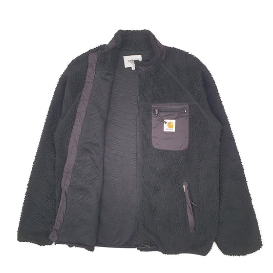 Mens Black Carhartt WIP Deep Pile Full Zip Jumper