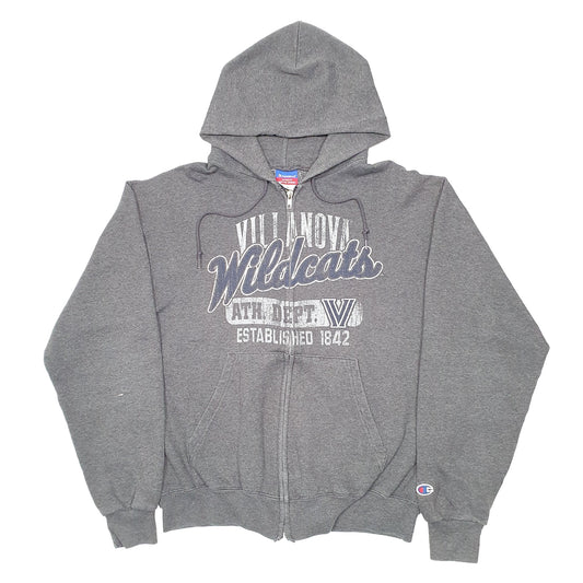 Mens Grey Champion Hoodie Villanova Wildcats Basketball Full Zip Jumper