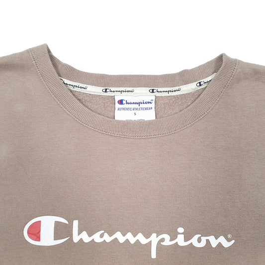Mens Beige Champion Script Crewneck Jumper