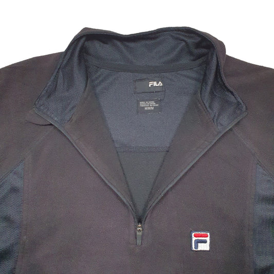 Mens Black Fila Quarter Zip Jumper