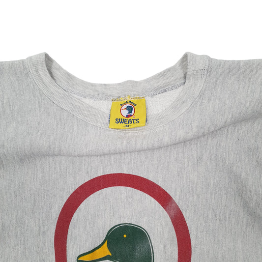 Mens Grey Duck Head Vintage 1990s Made in USA Reverse Weave Crewneck Jumper