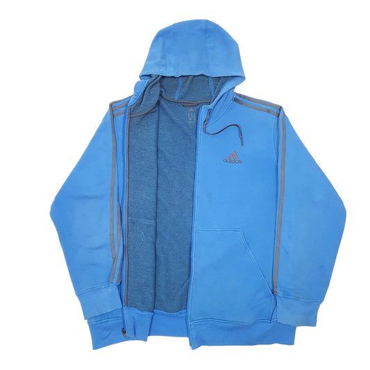 Mens Blue Adidas Hoodie Full Zip Jumper