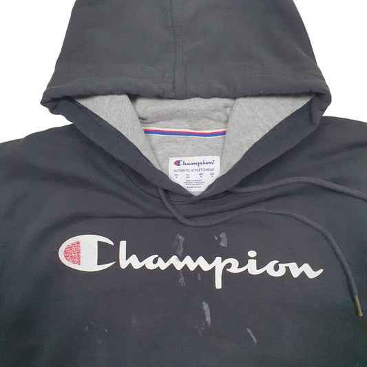 Mens Black Champion Spellout Hoodie Jumper