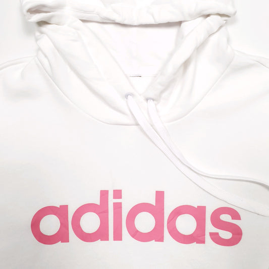 Womens White Adidas Spellout Hoodie Jumper