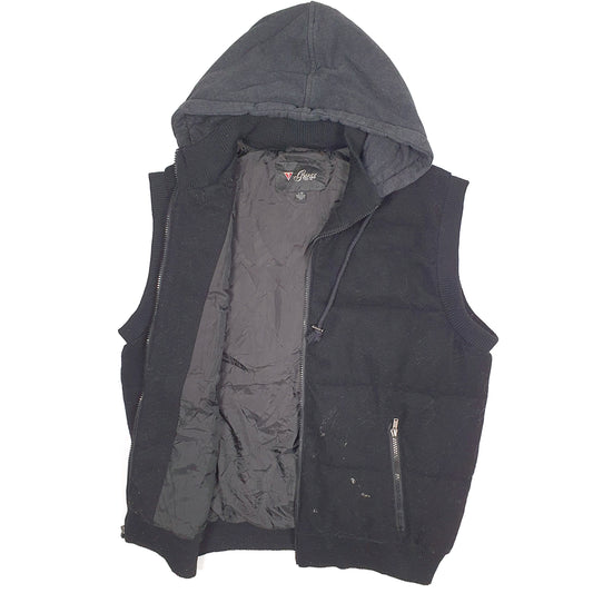 Mens Black Guess Hoodie Coat