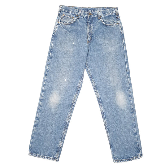 Mens Blue Carhartt Cotton Lined Insulated Casual JeansW34 L32