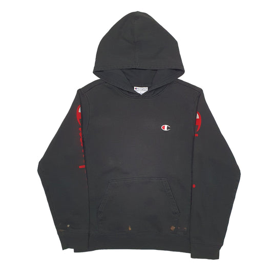 Womens Black Champion Spellout Hoodie Jumper