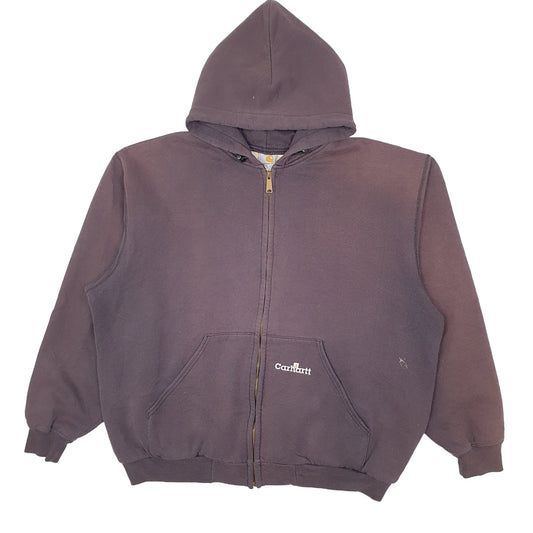 Mens Black Carhartt K129 Heavyweight Thermal Lined Hoodie Active Jacket Vintage 2003 Y2K Full Zip Jumper