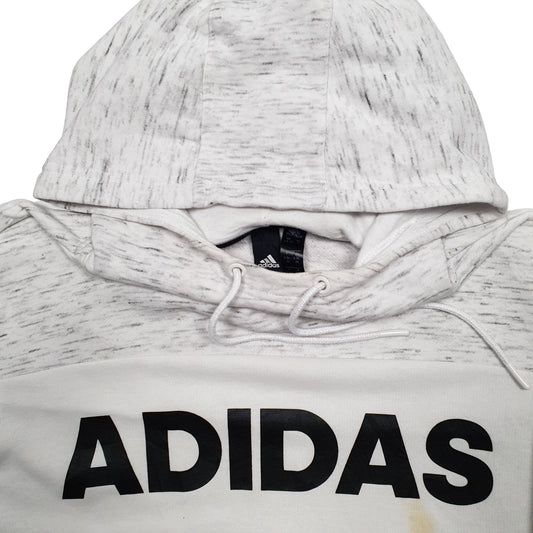 Mens White Adidas Spellout Hoodie Jumper
