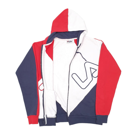 Mens White Fila Full Zip Jumper