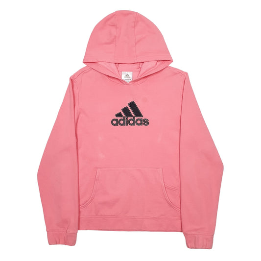 Womens Pink Adidas Spellout Hoodie Jumper