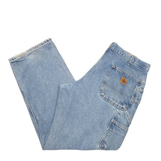 Mens Blue Carhartt Carpenter Dungaree Fit Cotton Lined B236 JeansW36 L30