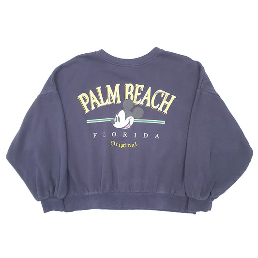 Womens Navy Disney Vintage Baggy Crop Top Crewneck Jumper