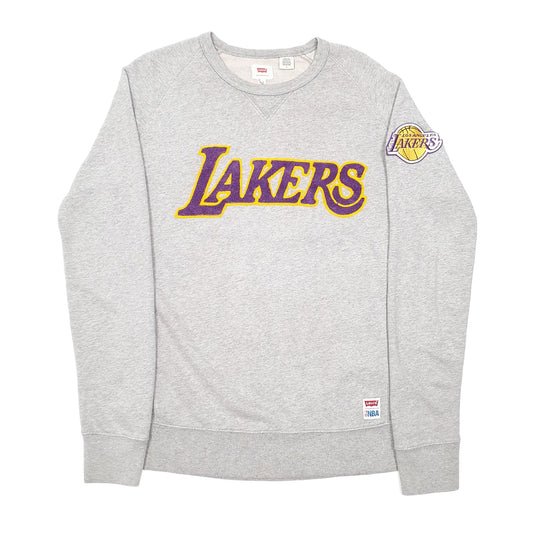 Mens Grey Levis NBA Lakers Basketball Crewneck Jumper