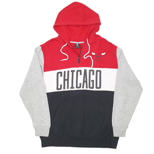 Mens Black NBA Chicago Bulls Basketball Quarter Zip Hoodie Jumper