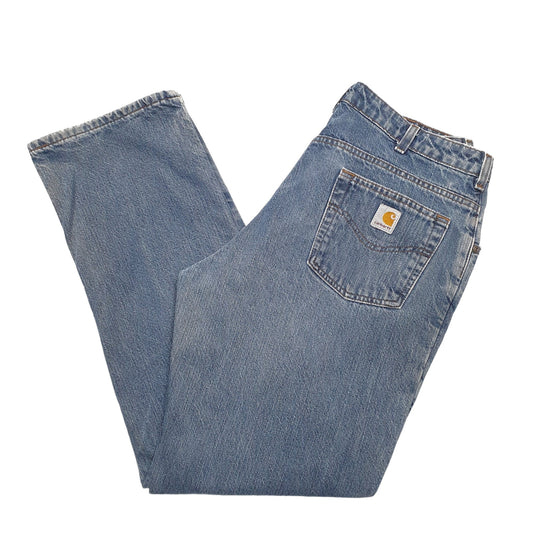 Womens Blue Carhartt WB172 Lined Thermal Winter Casual JeansW34 L32