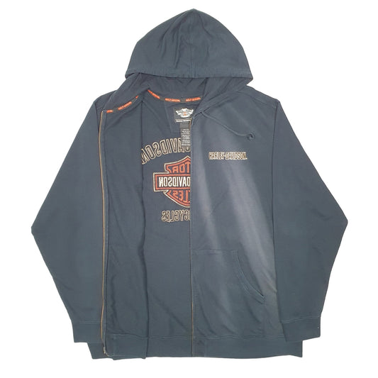 Mens Black Harley Davidson Hoodie Motorcycles Biker Full Zip Jumper