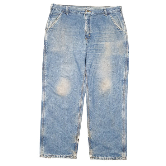 Mens Blue Carhartt Carpenter Polyester Lined Insulated B200 JeansW38 L30