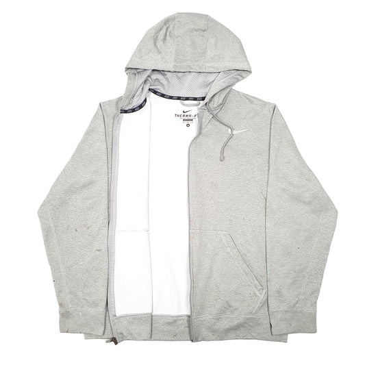 Mens Grey Nike Hoodie Active Therma Fit Gym Workout Full Zip Jumper