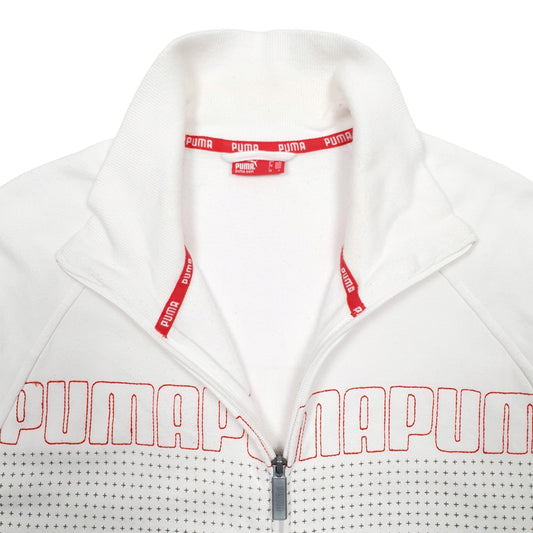 Mens White Puma Full Zip Jumper