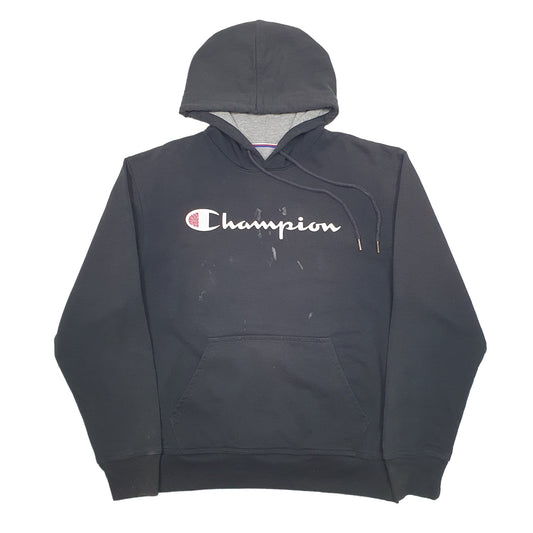 Mens Black Champion Spellout Hoodie Jumper