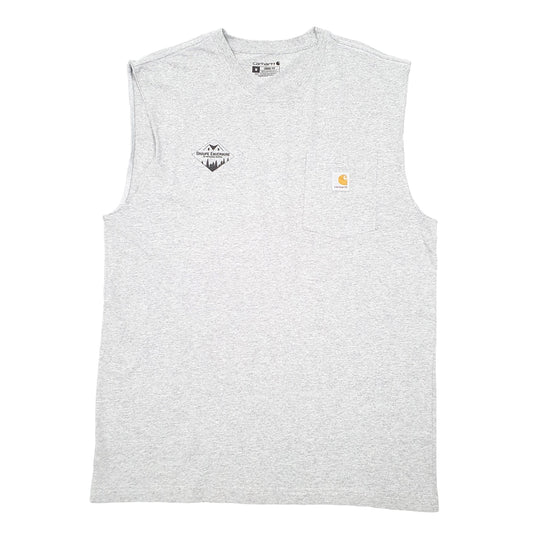 Mens Grey Carhartt Sleeveless Pocket Groupe Envergue Workwear Short Sleeve T Shirt