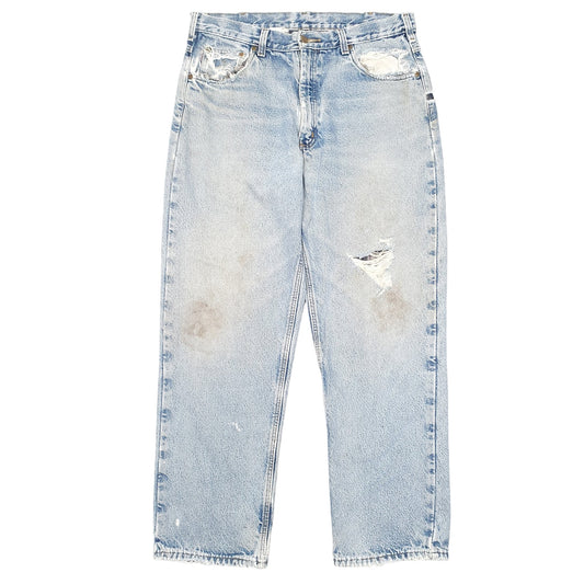 Mens Blue Carhartt Cotton Lined Insulated B172 JeansW36 L32