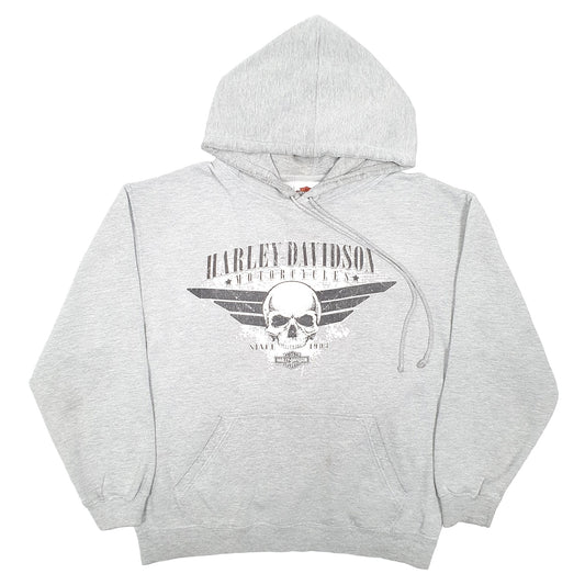 Mens Grey Harley Davidson Biker Motorcycles Skull Bahamas Hoodie Jumper
