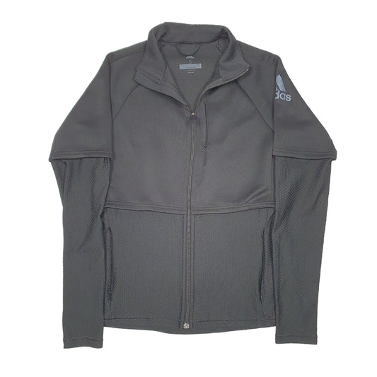 Womens Black Adidas Active Climalite Running Workout Full Zip Jumper