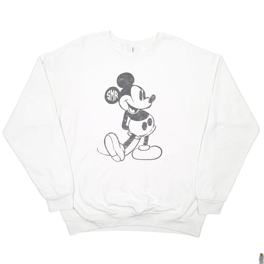 Mens White Jerzees Mickey Mouse Crewneck Jumper